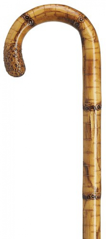 Imported Maple Carved Bulb Crooked Cane